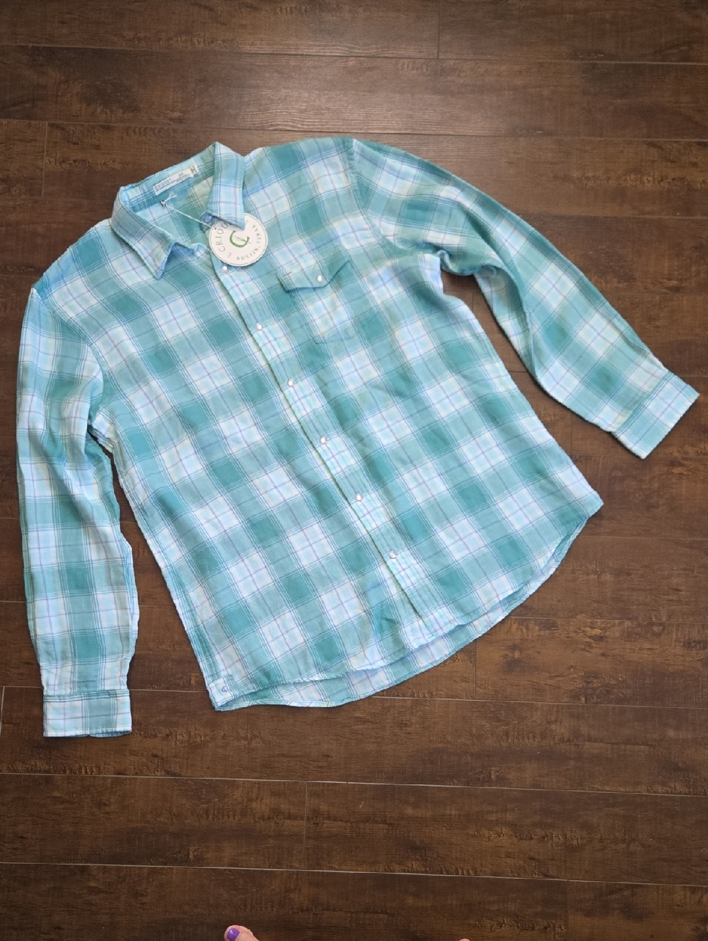 Criquet Light Teal Plaid Button-Down Shirt
